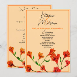 Programa Boda de acuarela floral naranja