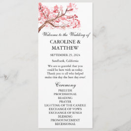 Programa Boda de acuarela floral rosa con flores de cerezo