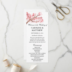 Programa Boda de acuarela floral rosa con flores de cerezo