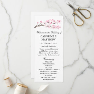 Programa Boda de acuarela floral rosa con flores de cerezo