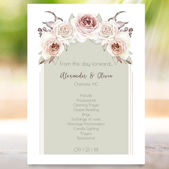 Programa Boda de Arco Rosa bohemio (Bohemian Rose Arch Wedding Program)