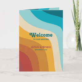 Programa Boda de arcoiris retro colorido orden de servicio