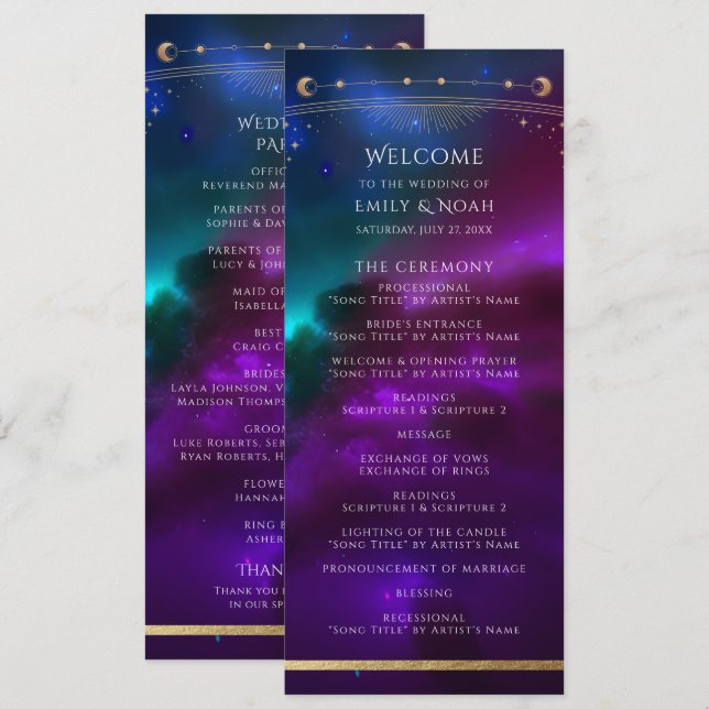 Programa Boda de Astronomía de la Luna de Oro Verde azulado (Anverso / Reverso)