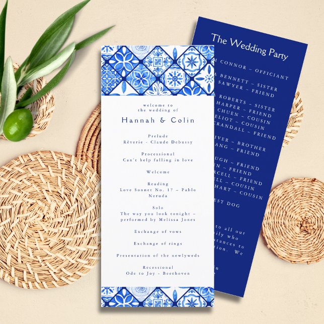 Programa Boda de azulejos azules mediterráneos modernos (Subido por el creador)