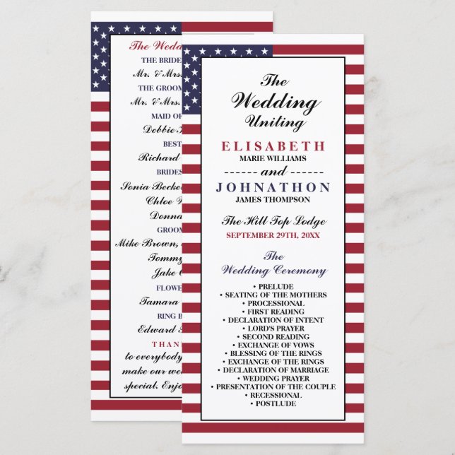 Programa Boda de Bandera de Estados Unidos (Anverso / Reverso)