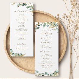 Programa Boda de boho de oro de eucalipto rústico