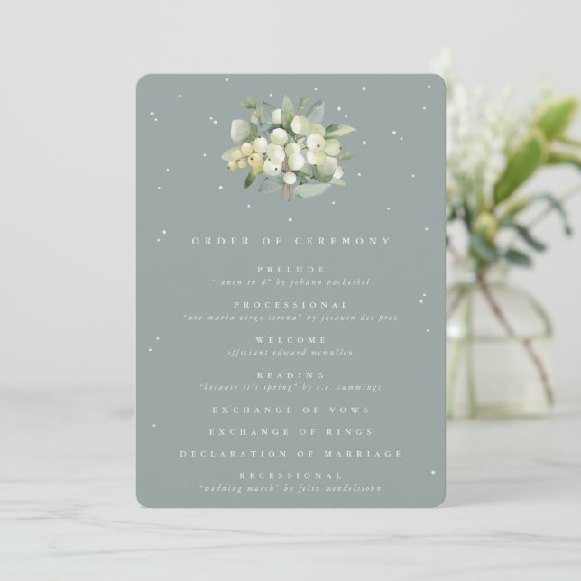 Programa Boda de Bouquet Seafoam Green Snowberry+Eucalyptus (Anverso de pie)