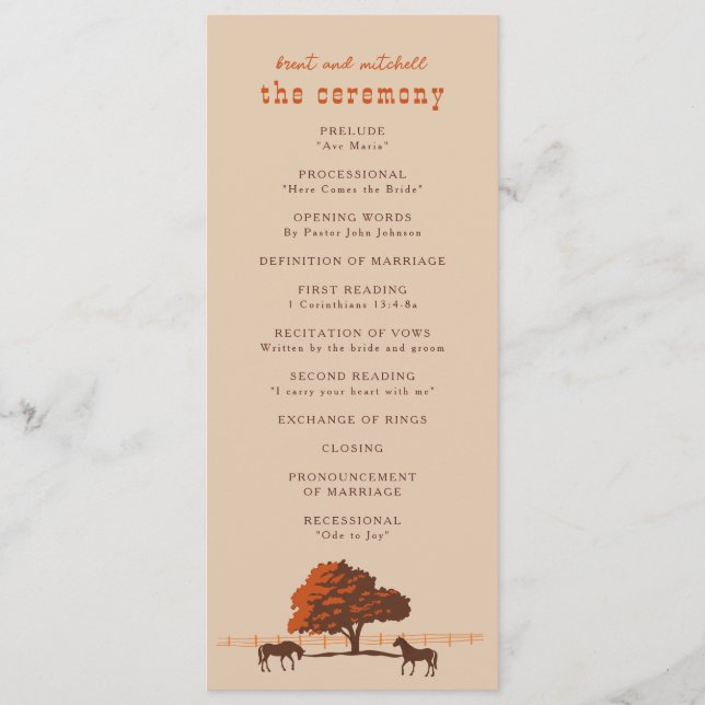 Programa Boda de caballos de la valla de la carrera de caba (Anverso)