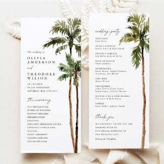 Programa Boda de Ceremonia Tropical con Palmeras