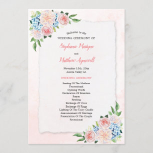 Programa Boda de color de agua de la hidrangea floral rosa