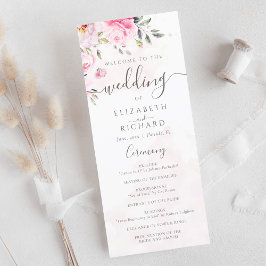 Programa Boda de color de agua rosada floral de Rubor