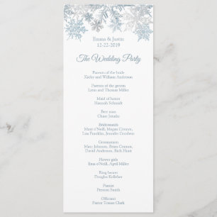 Programa Boda de copos de nieve azul Silver Wonderland