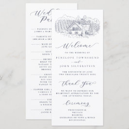 Programa Boda de Destino Ilustración de Viñedo Elegante