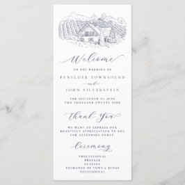 Programa Boda de Destino Ilustración de Viñedo Elegante