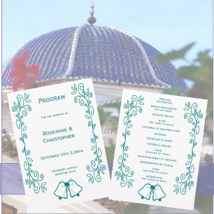 Programa Boda de diseño de trabajo de Bells verde azuladas