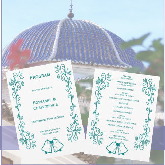 Programa Boda de diseño de trabajo de Bells verde azuladas