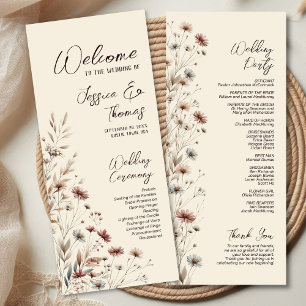 Programa Boda de Earthtone de la Moda Rustic Boho Wildflowe