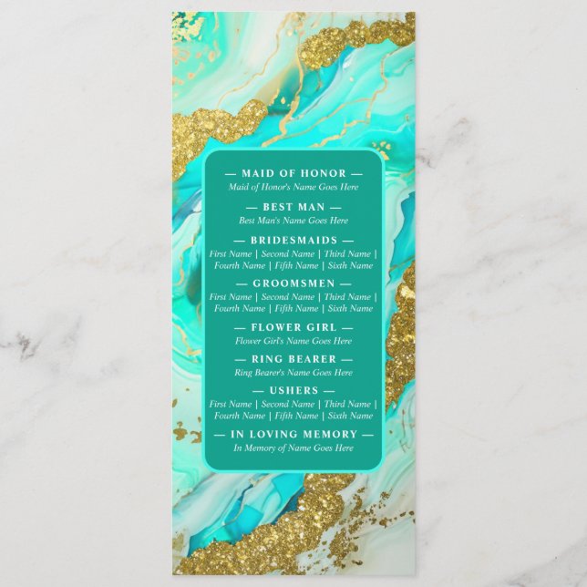 Programa Boda de Ethereal Elegance Turquoise Inspirado en G (Reverso)