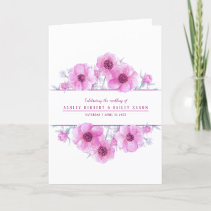 Programa Boda de flores anemónicas rosas arte acuarela