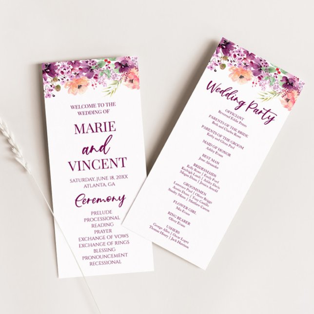 Programa Boda de Flores Florales Moradas Violeta Magenta (Subido por el creador)
