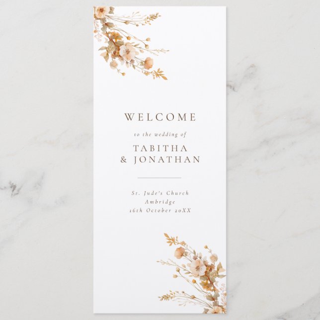 Programa Boda de Flores Silvestres de Luxury Fall Brown & T (Anverso)