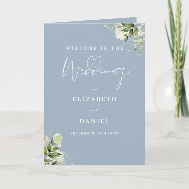 Programa Boda de Floristería Azul Polvoriento  (Anverso)