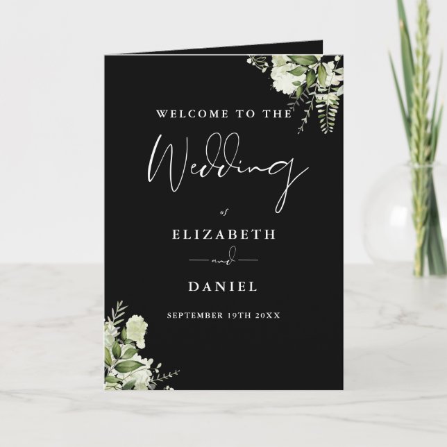 Programa Boda de Floristería en Blanco y Negro (Anverso)