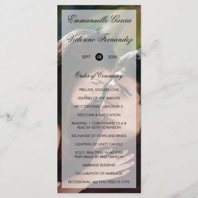 Programa Boda de Fotos Moderna y Elegante (Anverso)