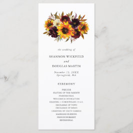 Programa Boda de girasoles florales de otoño rústico