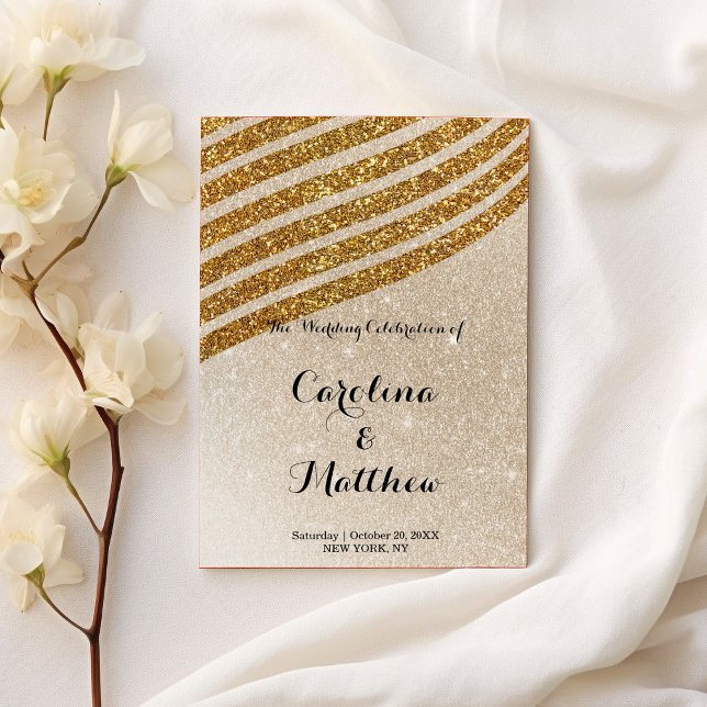 Programa Boda de gradiente de gradiente de purpurina de oro (Geometric gold glitter gradient glam Wedding Program)