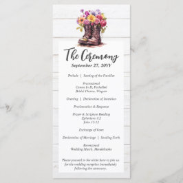 Programa Boda de granja rural Rústico Wood & Floral Boots