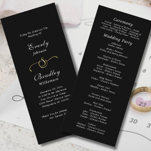 Programa Boda de guiones simples y elegantes de blanco negr