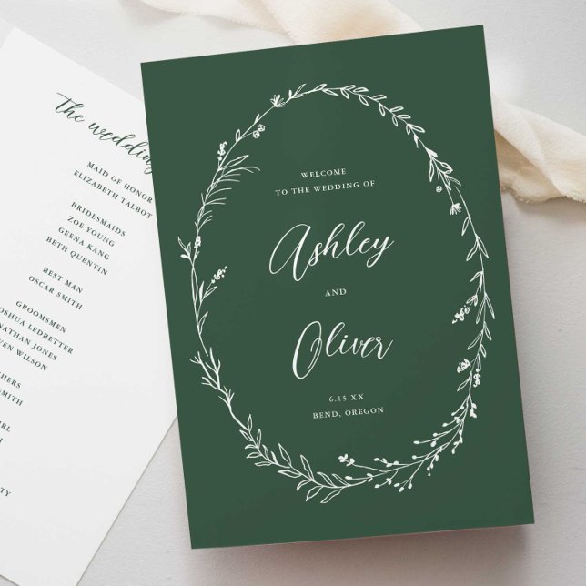 Programa Boda de guirnaldas rusas de flor salvaje verde (Subido por el creador)