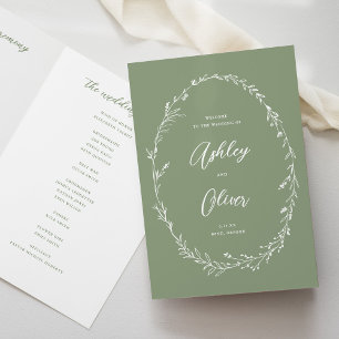 Programa Boda de guirnaldas rusas de flor salvaje verde