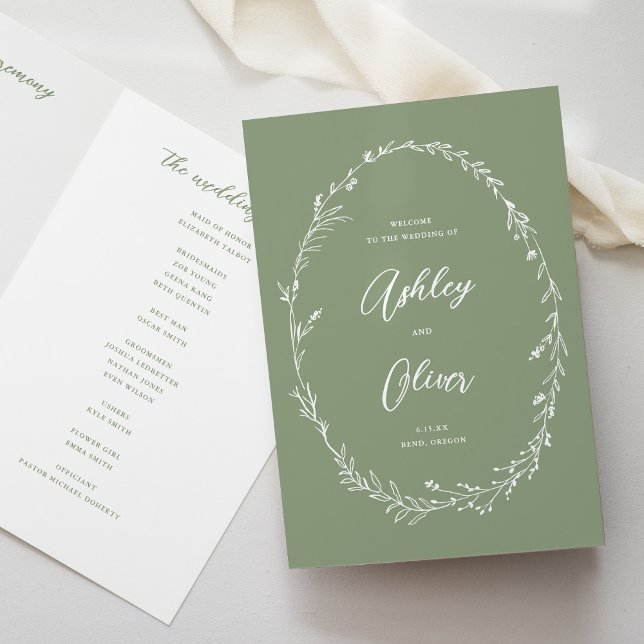 Programa Boda de guirnaldas rusas de flor salvaje verde (Subido por el creador)