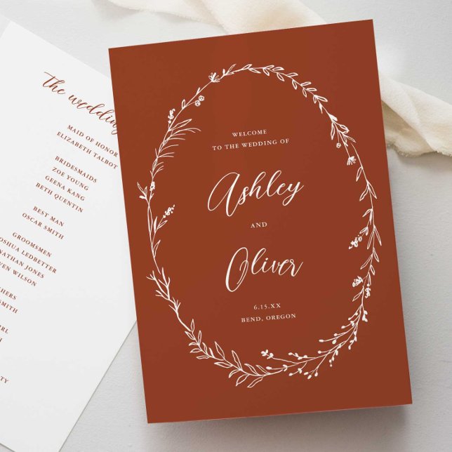 Programa Boda de guirnaldas rusticas Terracotta Boho (Subido por el creador)