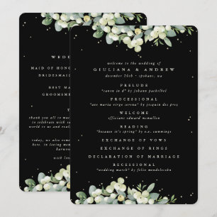 Programa Boda de invierno elegante de Snowberry negro + Euc