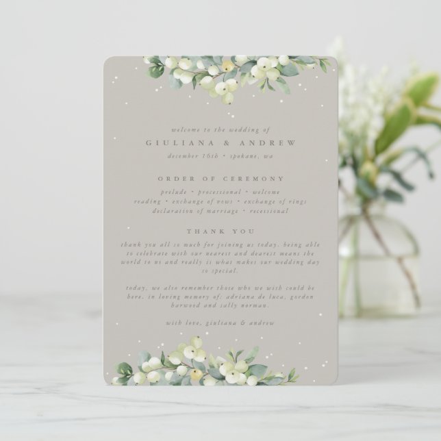 Programa Boda de Invierno Greige Snowberry+Eucalyptus (Anverso de pie)
