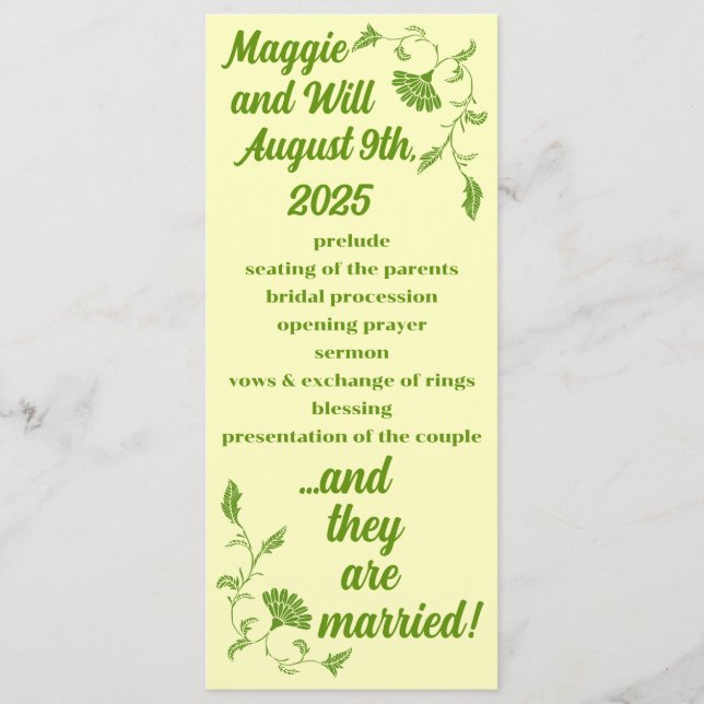 Programa Boda de jardín eduardiana (Anverso)