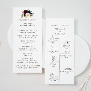 Programa Boda de la línea de tiempo de las flores clásicas