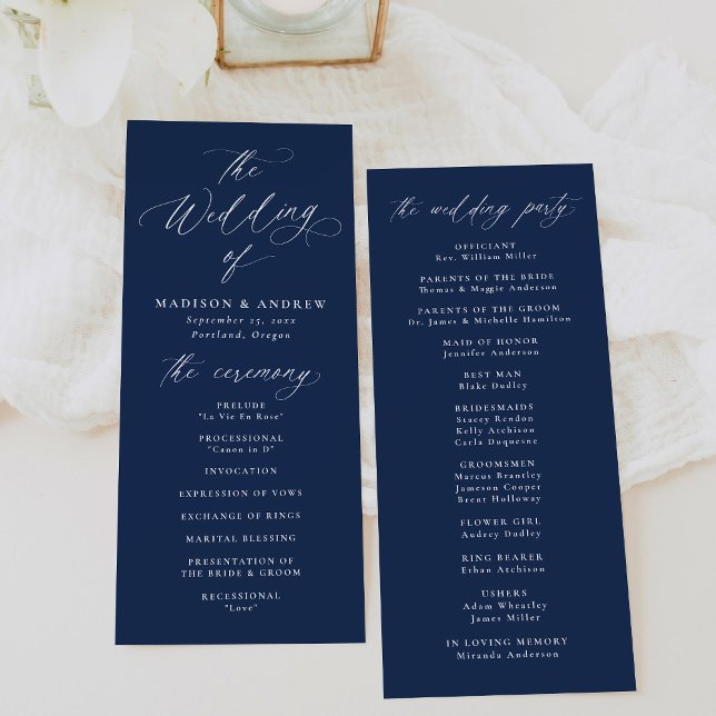 Programa Boda de la Marina de caligrafía moderna y elegante (Subido por el creador)