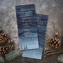 Programa Boda de la noche de invierno de Navy Blue Snowy Wo