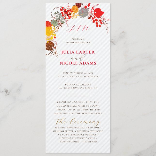 Programa Boda de las flores de uvas de Berry dulce besado f (Anverso)