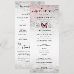 Programa Boda de mariposa rosada y plateada