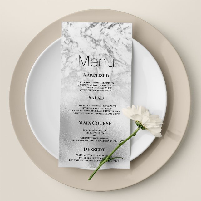Programa Boda de mármol gris y blanco de lujo (Luxurious gray white silver marble Wedding Menu)