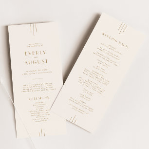 Programa BODA de oro y crema Art Deco de época