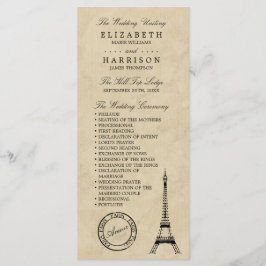 Programa Boda de París de la Torre Eiffel de Vintage