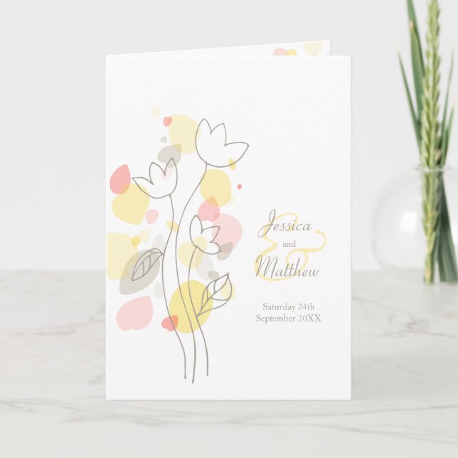 Programa Boda de pétalos de flor de confeti gris naranja am (Anverso)