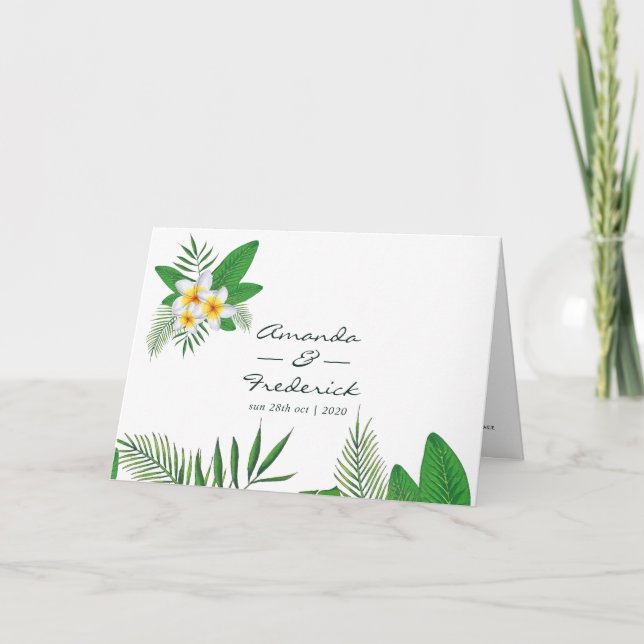 Programa Boda de playa con hojas tropicales acuarela (Anverso)