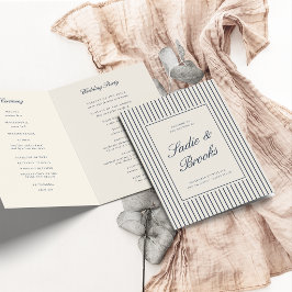 Programa Boda de raya fina clásica Navy & Cream con letra s
